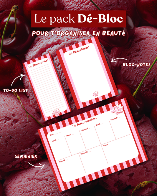 Pack Dé-bloc – Le trio papeterie pour libérer ta tête et organiser ta semaine